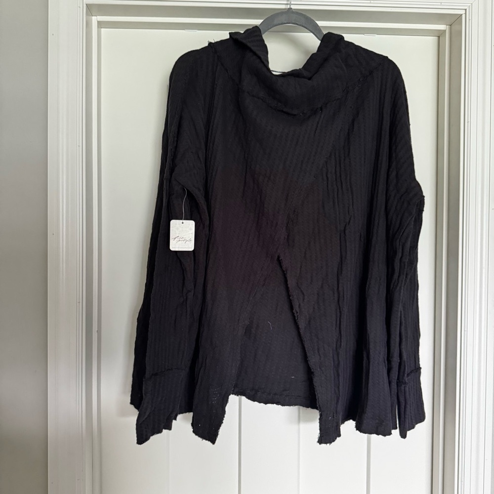 Free People Juicy Black Ribbed Knit Cowl Neck
Tunic Top size large - Picture 6 of 10